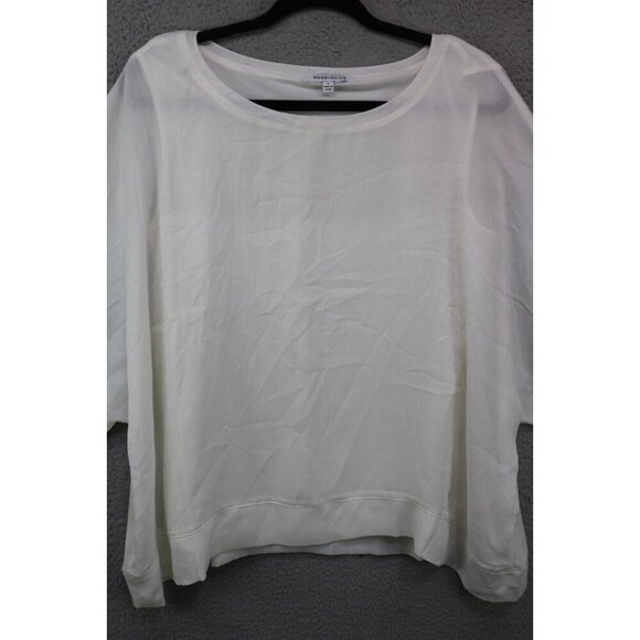 Rose & Olive Ivory Chiffon Sheer Lined Blouse-Size Large-Oversized - Picture 2 of 9